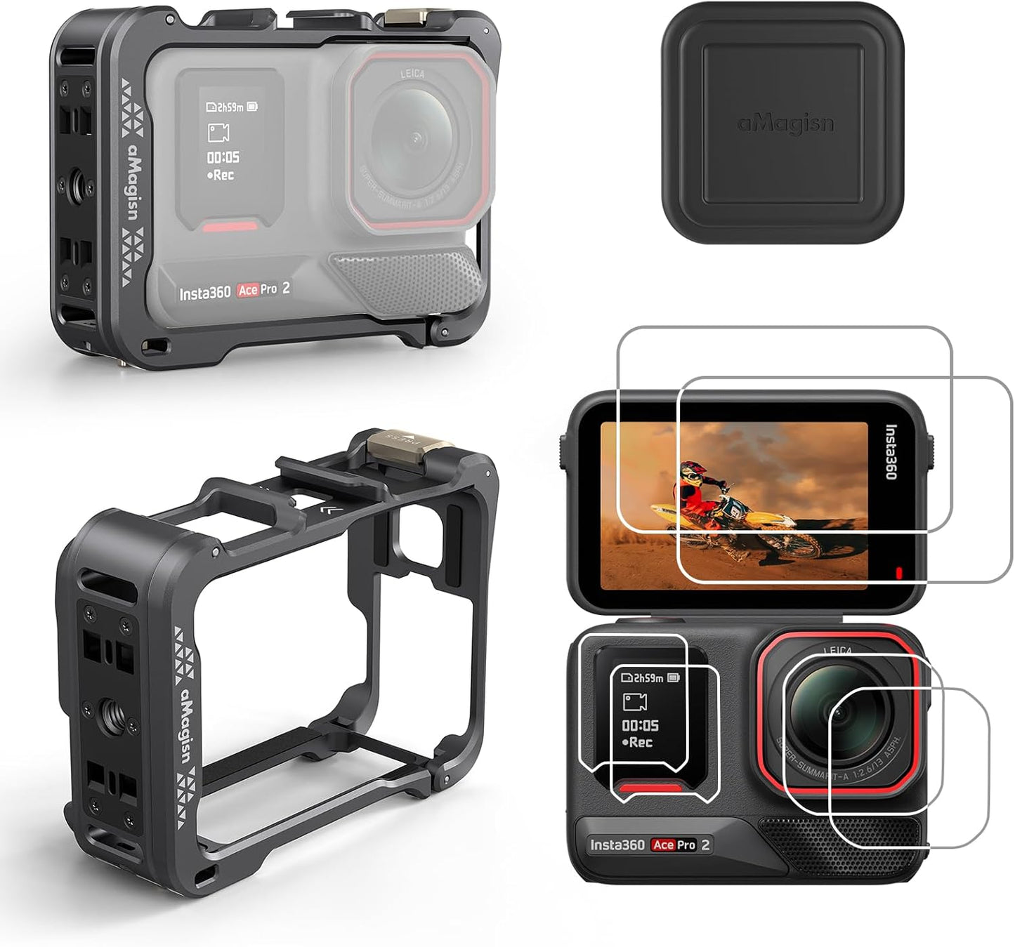 Ace Pro 2 Aluminum Frame Cage Case with Lens Cap & Protectors