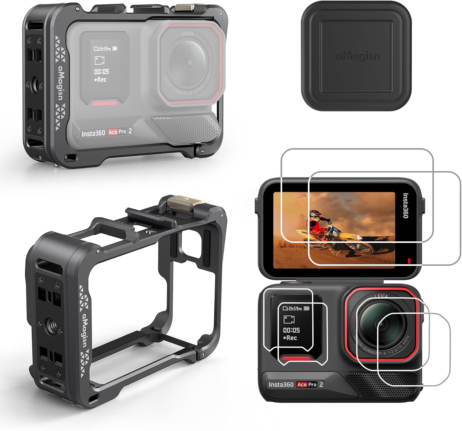 Ace Pro 2 Aluminum Frame Cage Case with Lens Cap & Protectors
