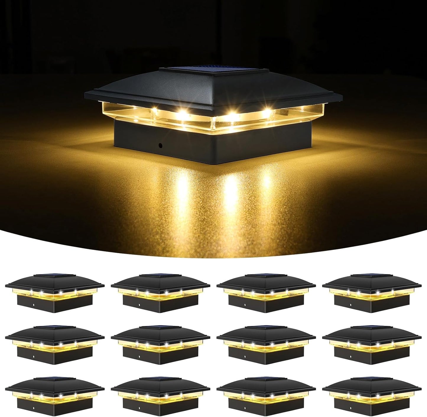 VOLISUN Solar Post Cap Light Set for Outdoor Use - 12 Pack