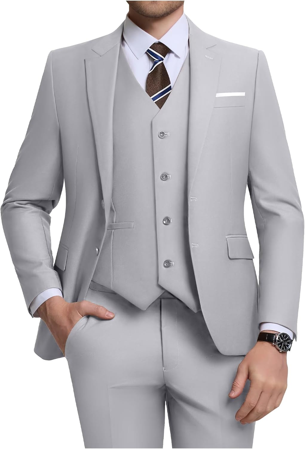 Men's 3 Piece Slim Fit Suit Set for Weddings and Business Events