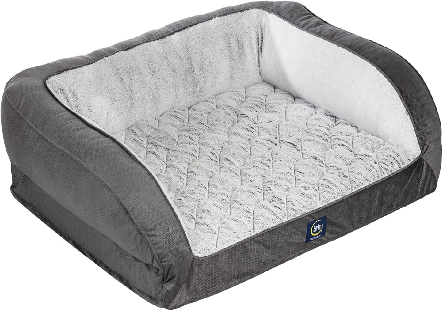 Serta Orthopedic Quilted Couch Dog Bed for Pets in Slate Gray