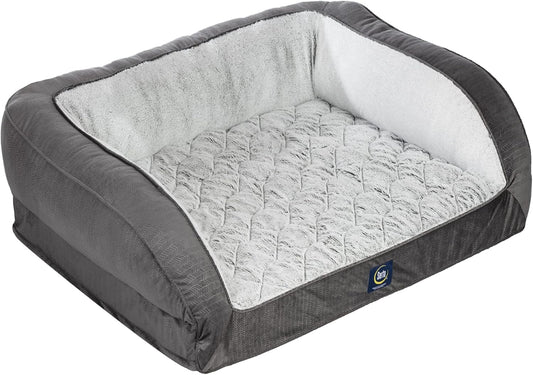 Serta Orthopedic Quilted Couch Dog Bed for Pets in Slate Gray