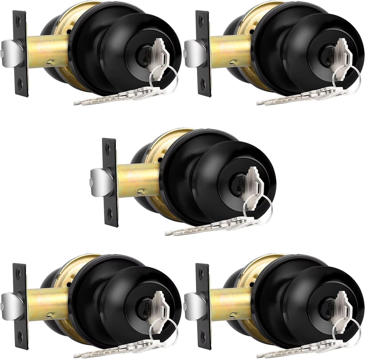 Probrico Black Door Knob Set for Exterior and Interior Doors
