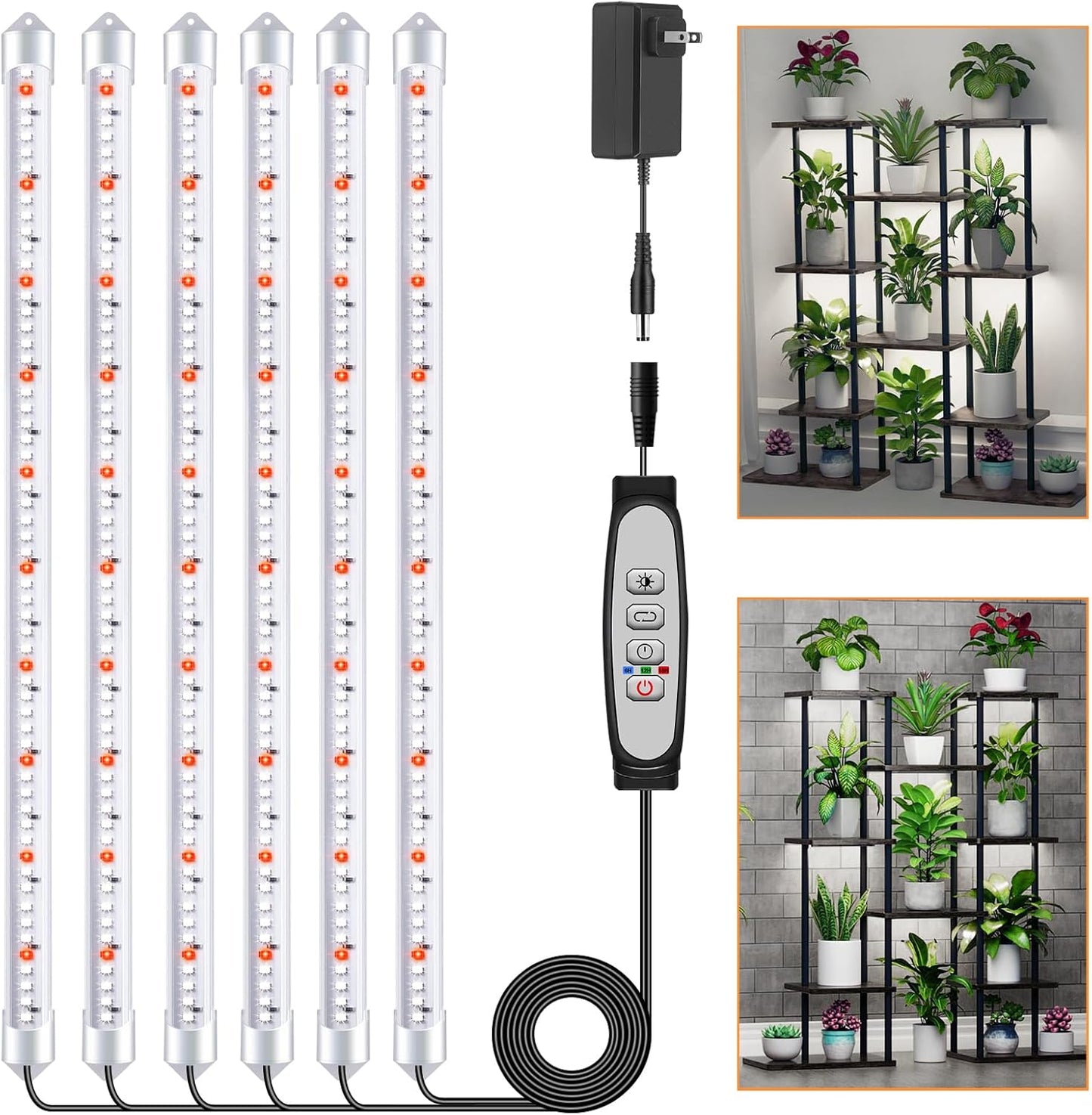 6 Bars Grow Light Strips for Indoor Plants with Timer and Dimming