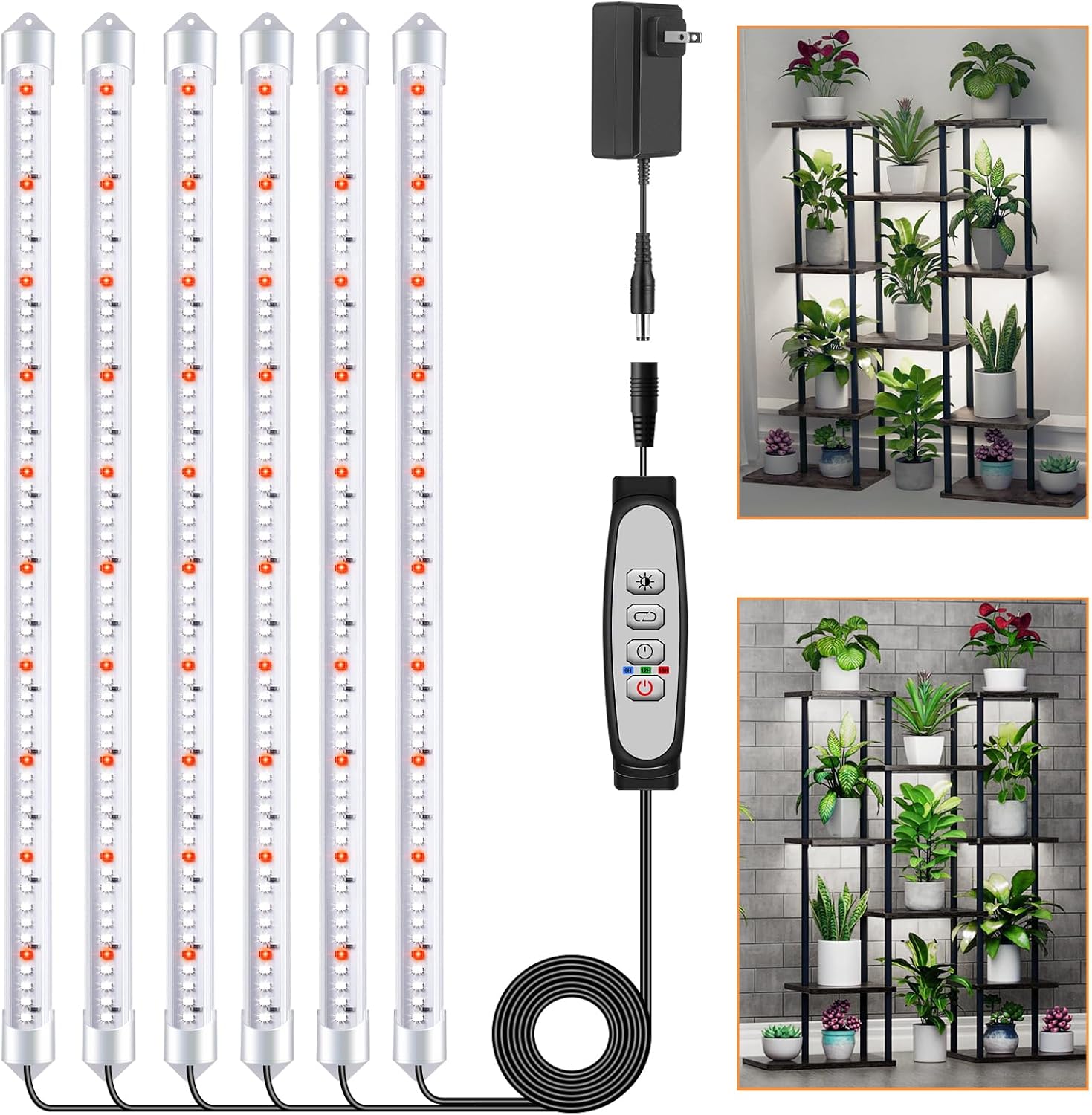 6 Bars Grow Light Strips for Indoor Plants with Timer and Dimming
