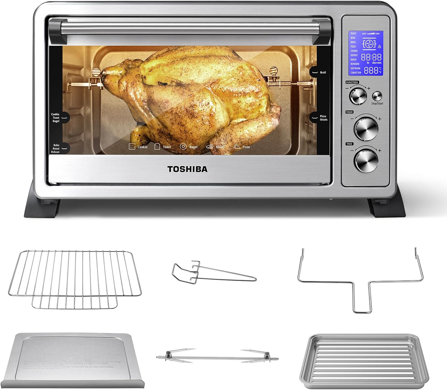 TOSHIBA AC25CEW-SS Large 6-Slice Convection Toaster Oven