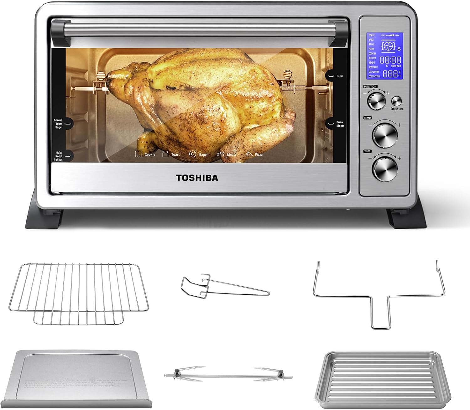TOSHIBA AC25CEW-SS Large 6-Slice Convection Toaster Oven