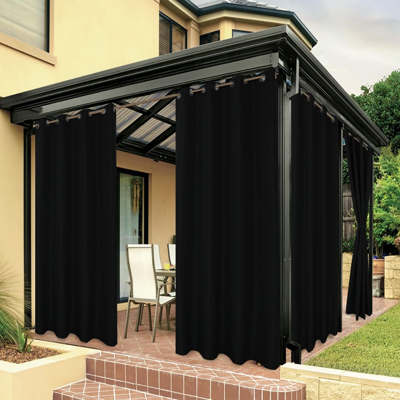 BONZER Waterproof Indoor/Outdoor Curtains for Total Privacy