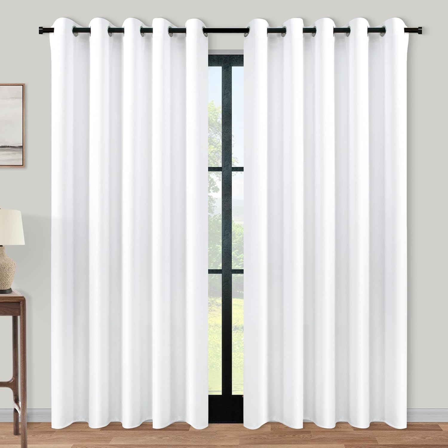 KOUFALL White Curtains for Living Room - 84 Inch Room Darkening