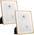 Gold Metal Bamboo Picture Frame 10x12 with Mat - Set of 2