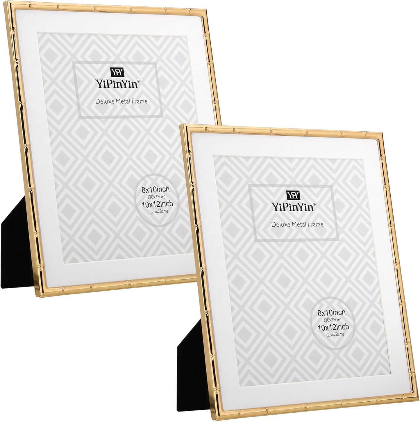 Elegant 10x12 Gold Metal Bamboo Picture Frames Set of 2