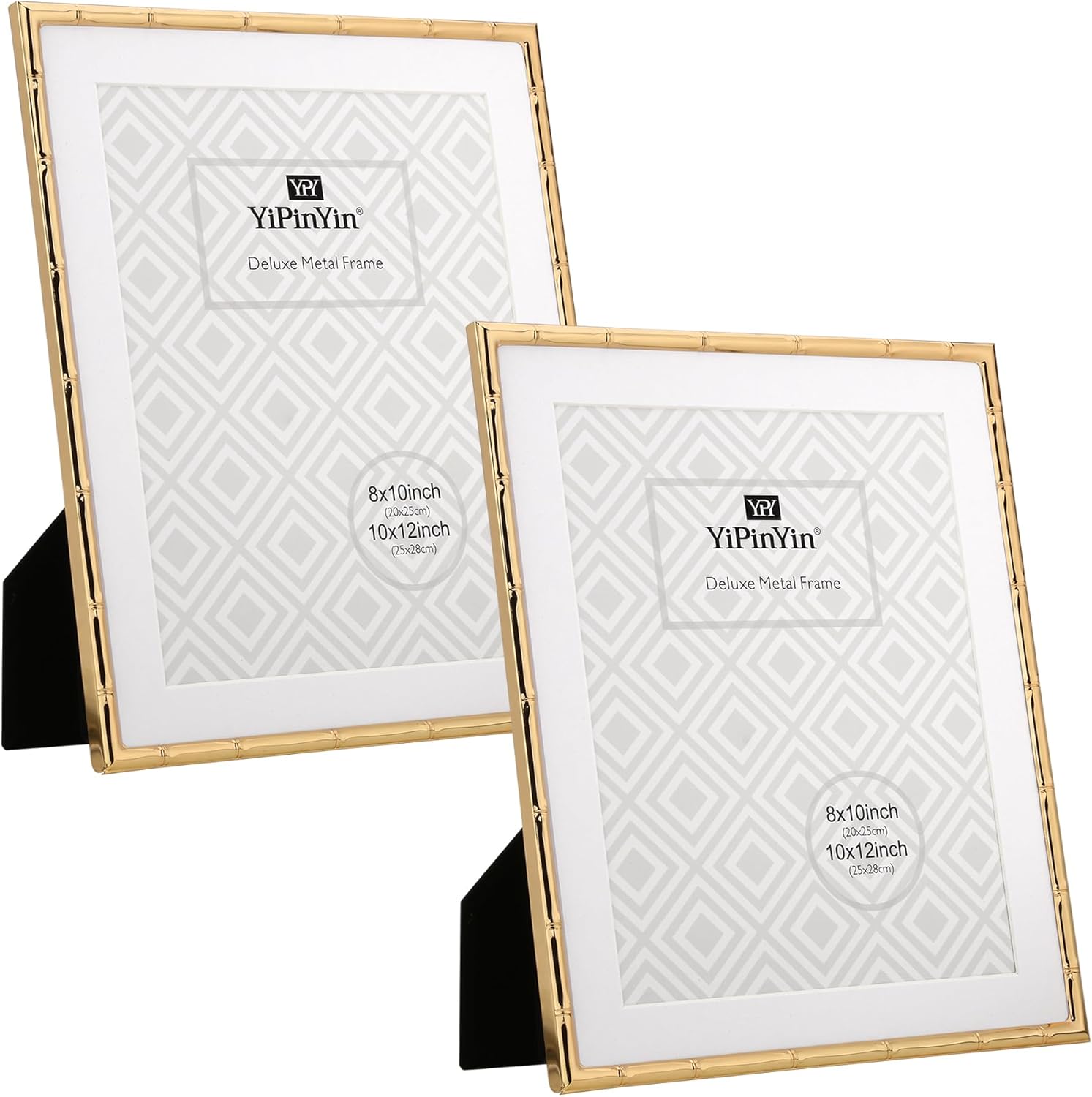 Elegant 10x12 Gold Metal Bamboo Picture Frames Set of 2