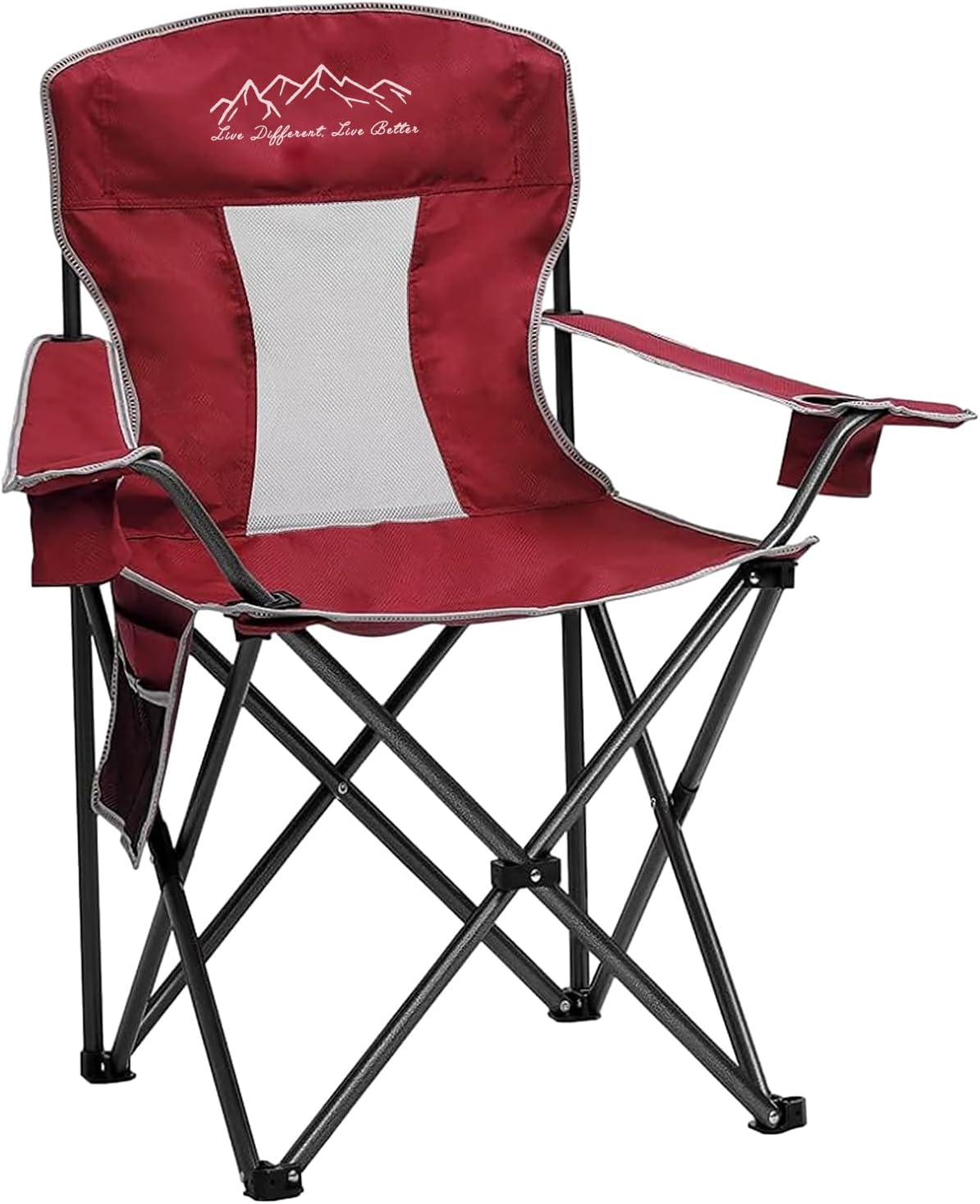 Oversized Portable Outdoor Camping Chair with Cup Holder and Storage