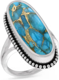 925 Sterling Silver Dainty Gemstone Ring - Blue Copper Turquoise