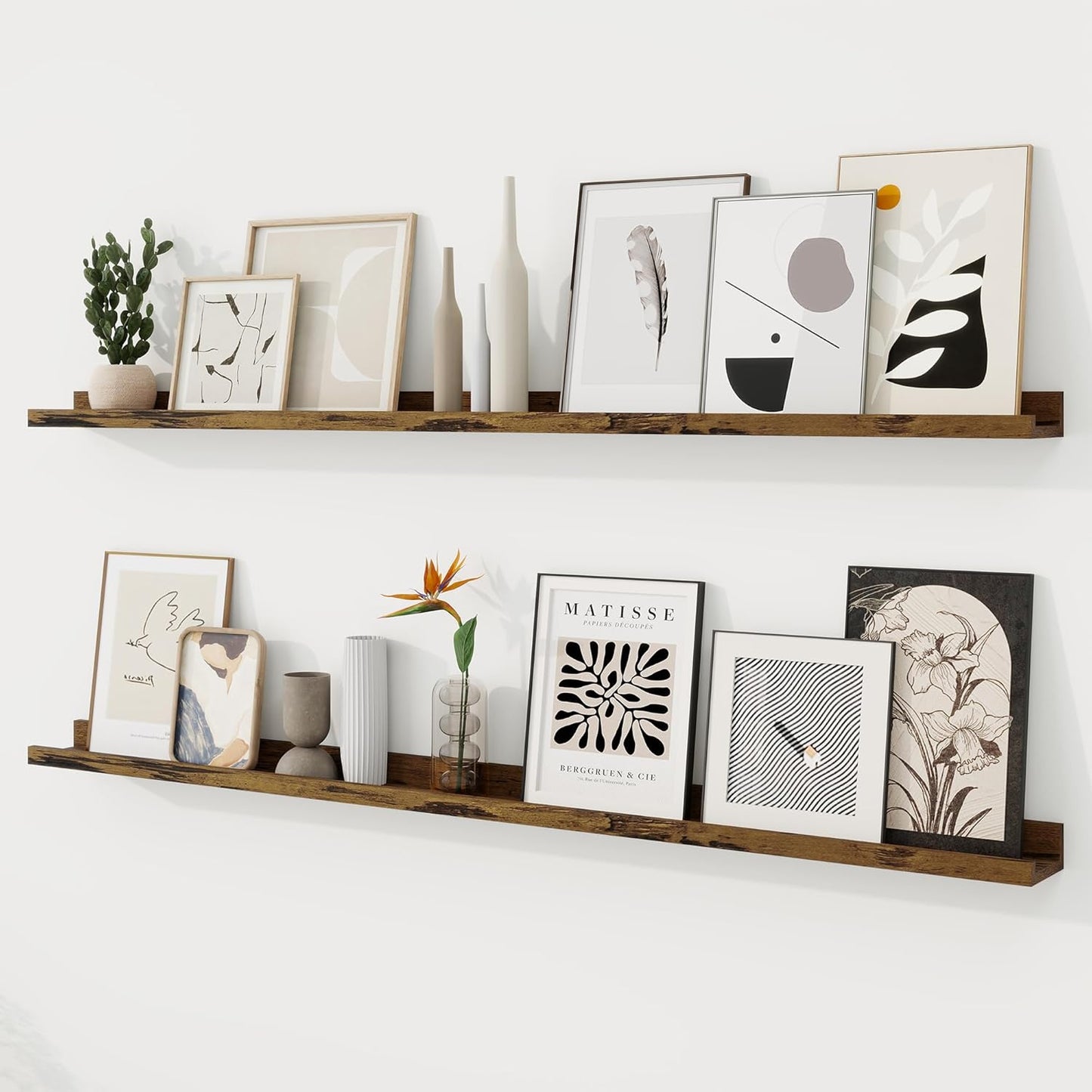 RICHFOCUS Picture Ledge Shelf Set of 2, 55 inch Floating Shelves