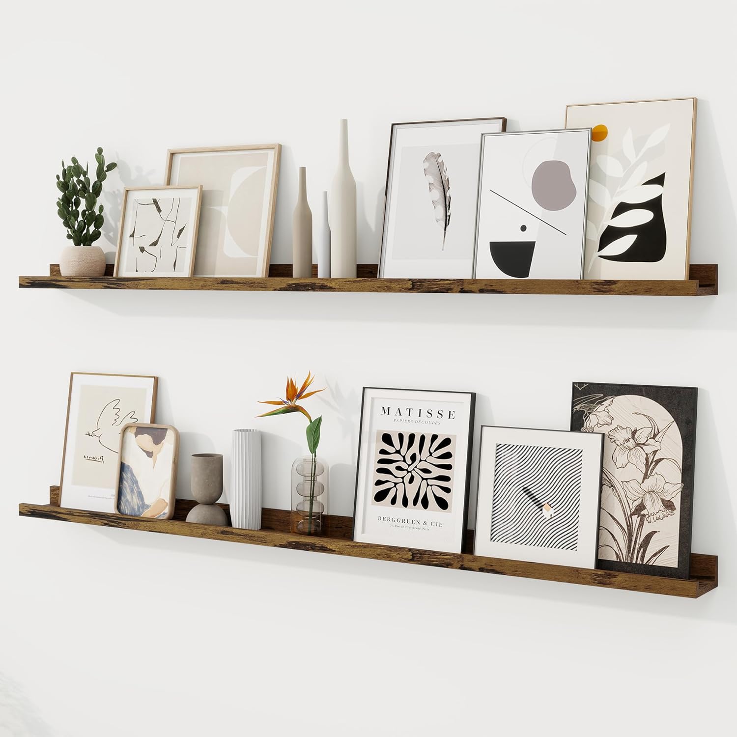 RICHFOCUS Picture Ledge Shelf Set of 2, 55 inch Floating Shelves