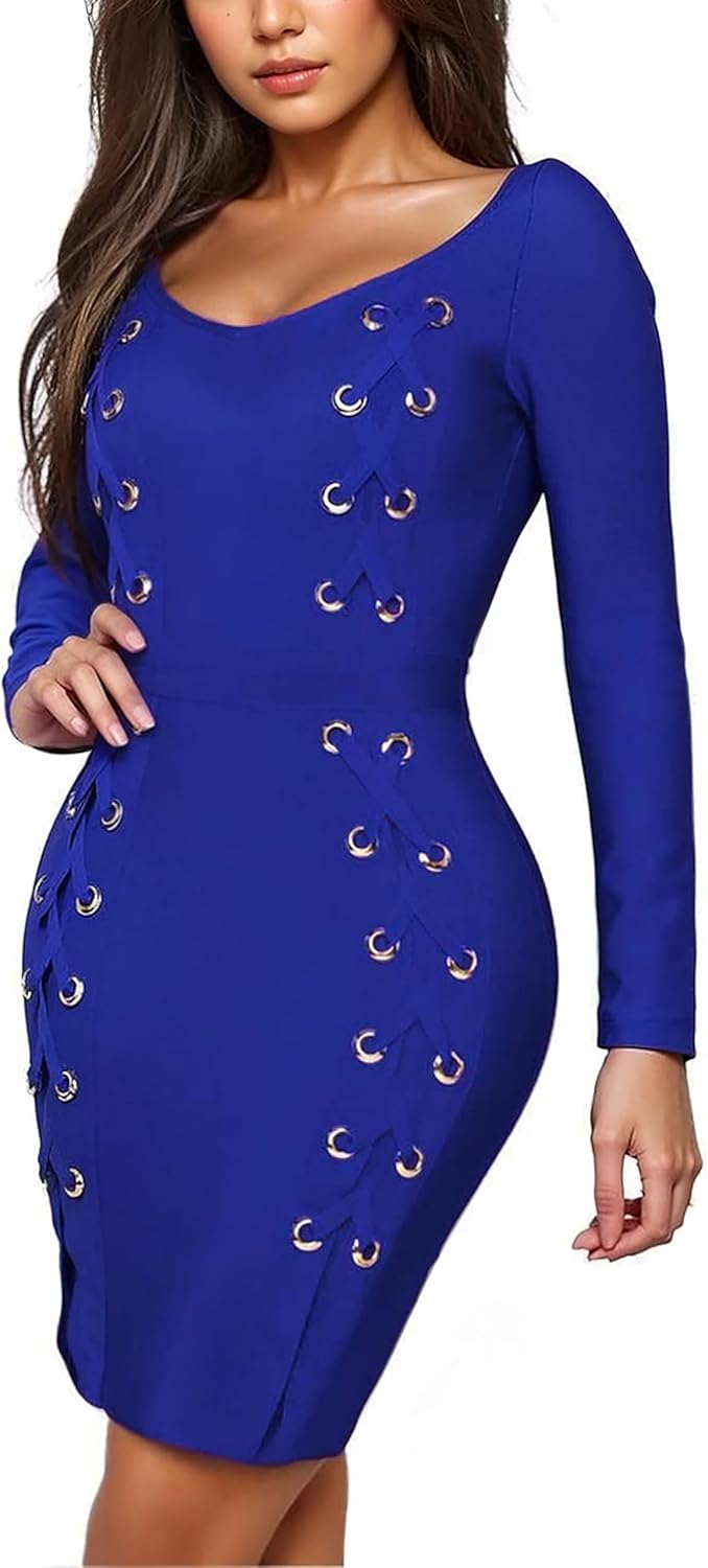 Hybrid & Company Womens Elegance V Neck Stretch Chic Dress