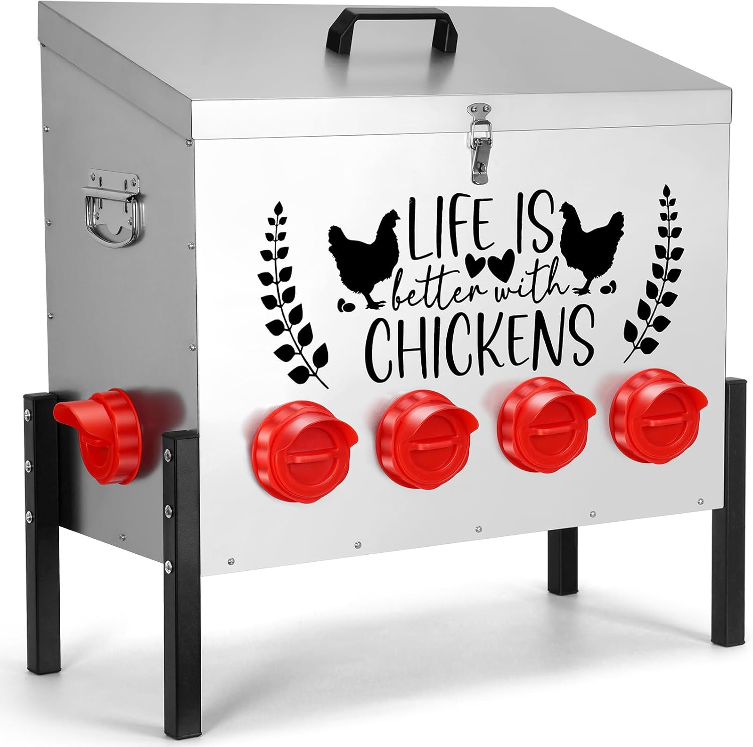 95 lb Chicken Feeder with 10 No-Waste Ports for Poultry
