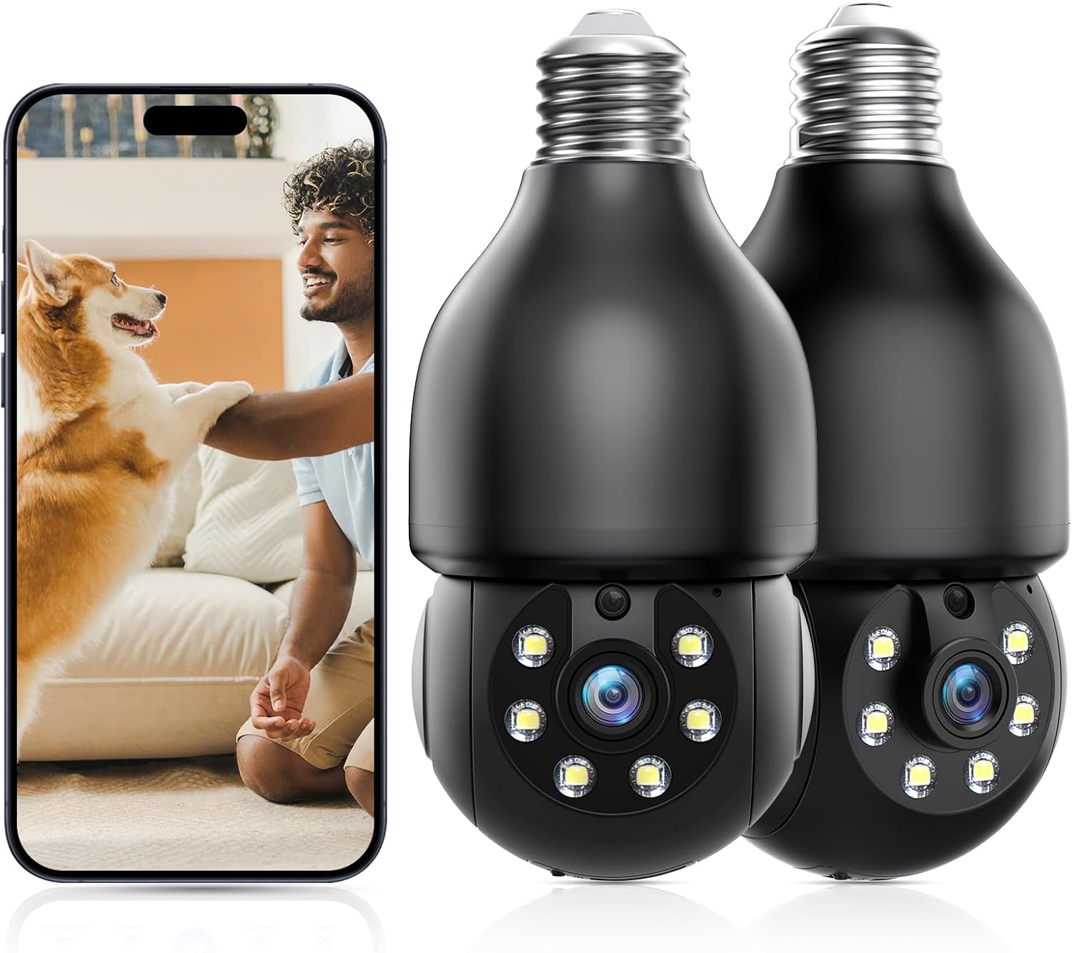 AI Human Detection Wireless Security Cameras x2 - Color Night Vision, Two-Way Talk, Alexa Compatible