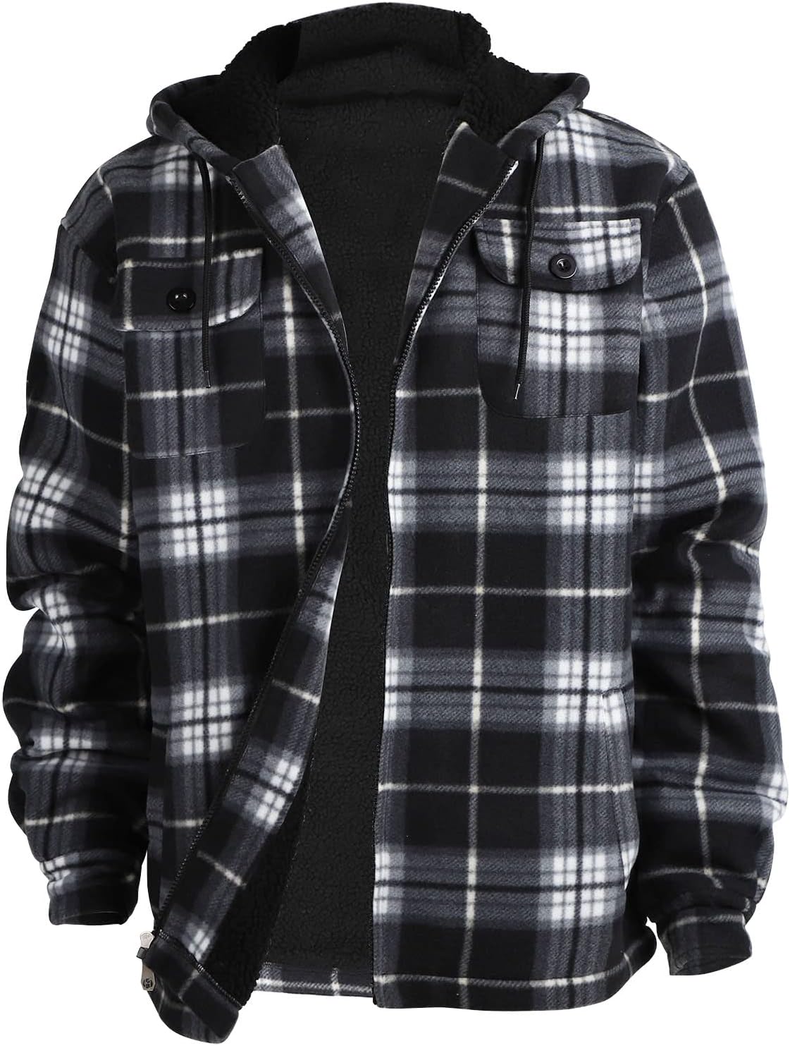 Heavy Thick Flannel Plaid Jacket for Men - Warm Sherpa Hoodie