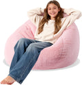 ENBAOHUI 3FT Faux Fur Memory Foam Bean Bag Chair - Super Soft Pink