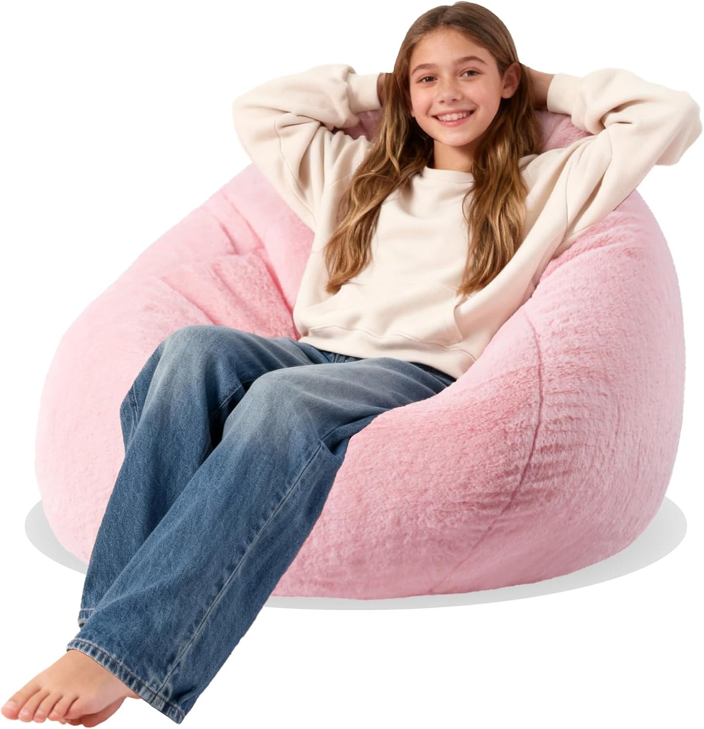 Faux Fur Comfy Memory Foam Bean Bag Chair for Kids and Babies