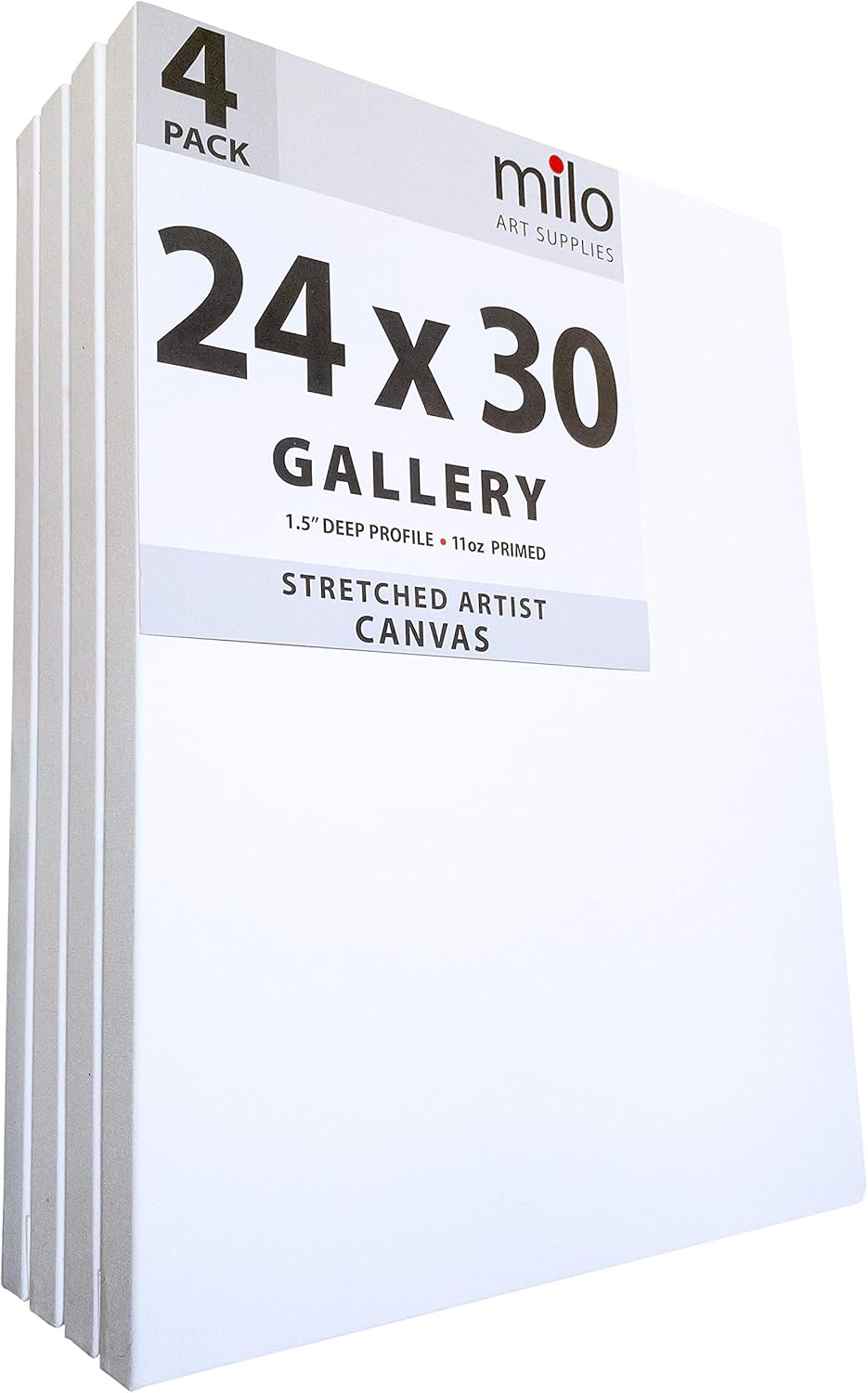 Milo Stretched Artist Canvas 24x30 in 4 Pack for Painting