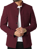 Mens Casual Suit Blazer Jackets Stand Mandarin Collar Lightweight Side