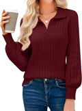 Womens Cable Knit V Neck Sweater - Warm, Soft Pullover