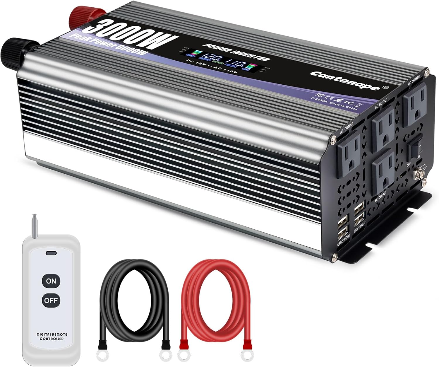 3000W Power Inverter 12V to 110V/120V for Off Grid Use
