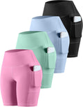 CHRLEISURE Womens Biker Yoga Shorts with Pockets - Tummy Control