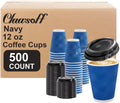 12oz Ripple Wall Coffee Cups with Lids 500 Pack (Navy) - Insulated