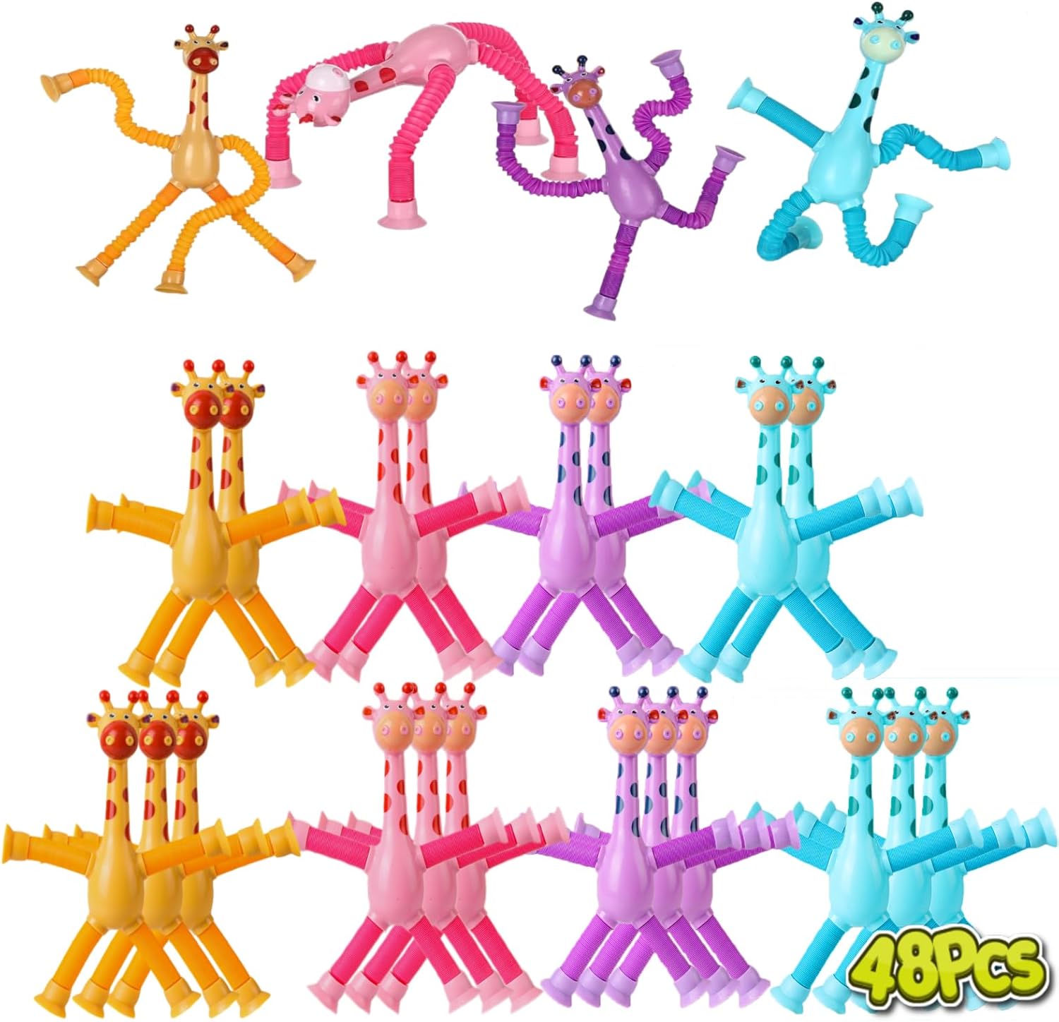 48PCS Telescopic Suction Cup Giraffe Toy for Kids Fun