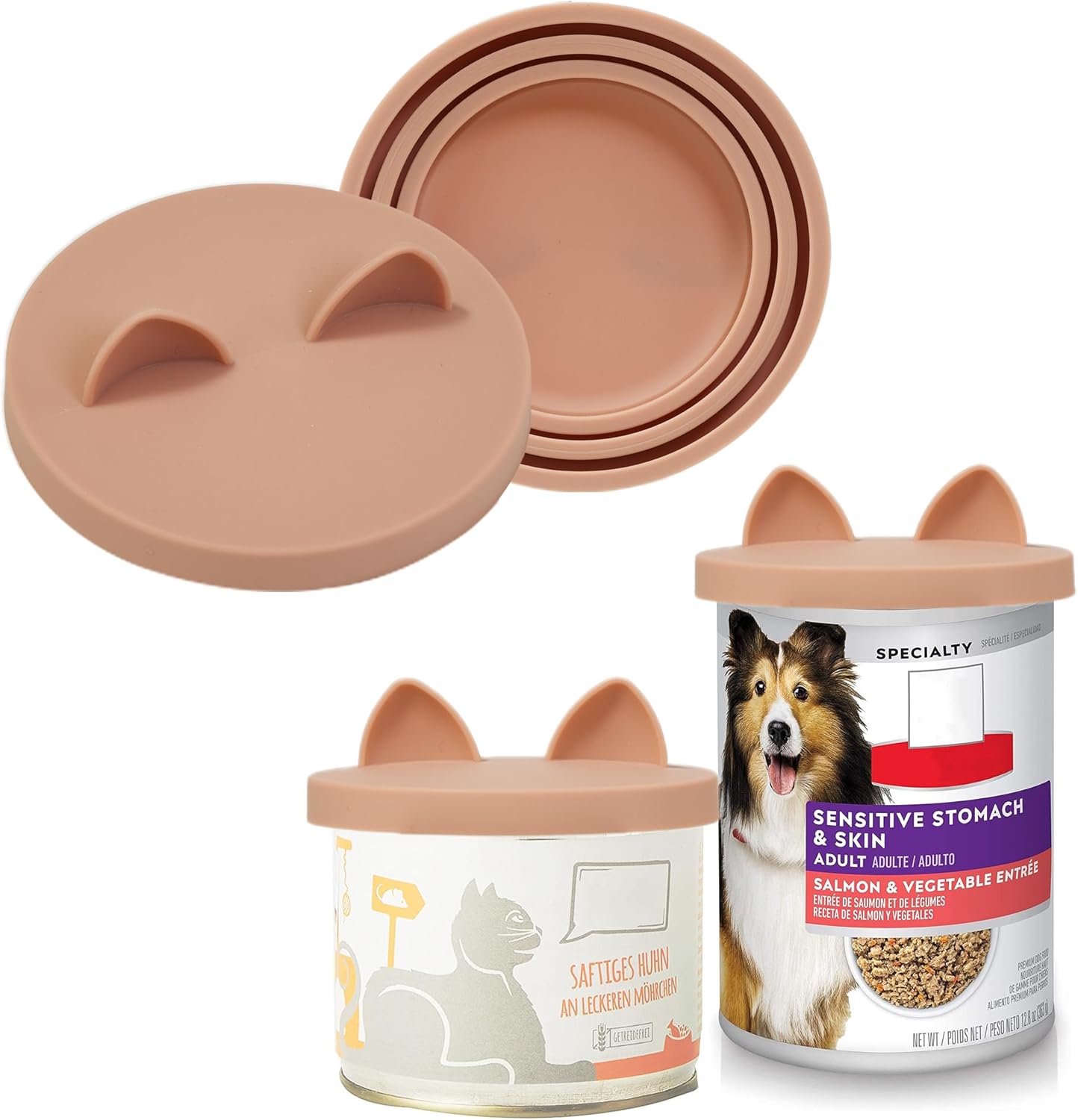 OHMO 2-Pack Pink Silicone Can Lids for Pet Food