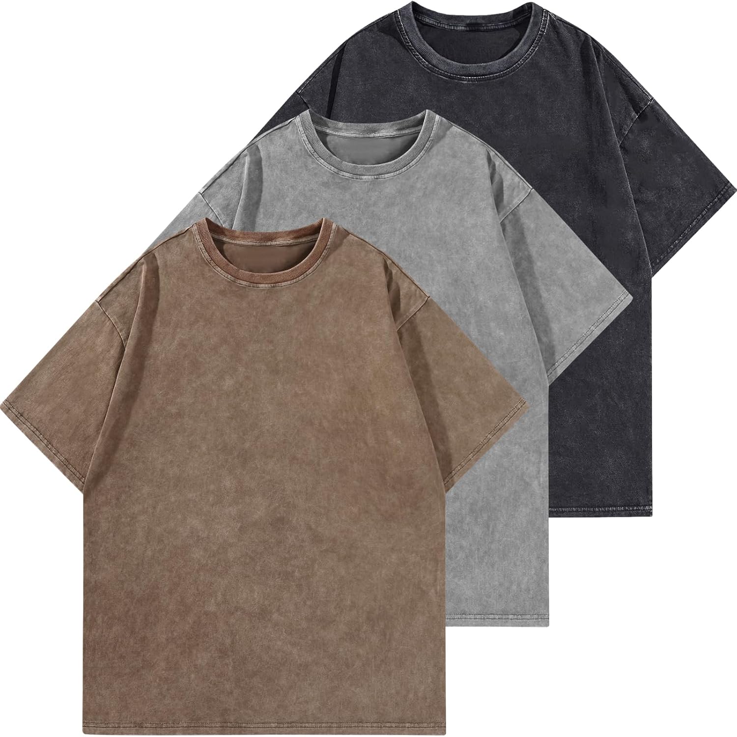Mens Oversized T Shirts Vintage Cotton Acid Wash Heavyweight Tees