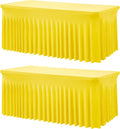 2 Pack Yellow Spandex Table Clothes for 6 Foot Rectangle Tables