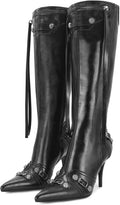 Stiletto Black Knee High Boots - Elegant Pointed Toe Heels