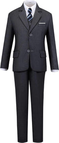 Toddler Boys Gray Suit Size 14 Slim Fit - 5-Piece Formal Set