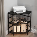 Corner Printer Stand Table Black - Space-Saving Corner CPU Shelf