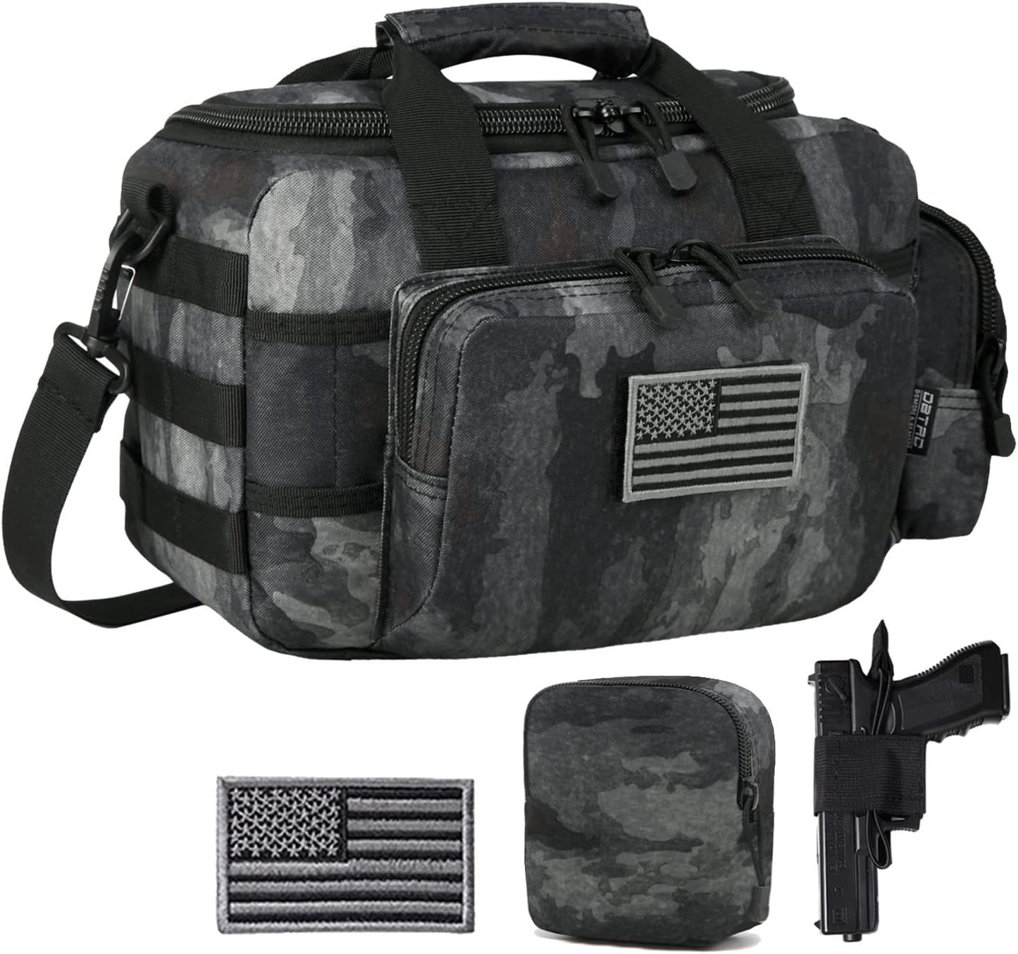 Tactical 2-Pistol Bag with Lockable Zipper for Shooting Range