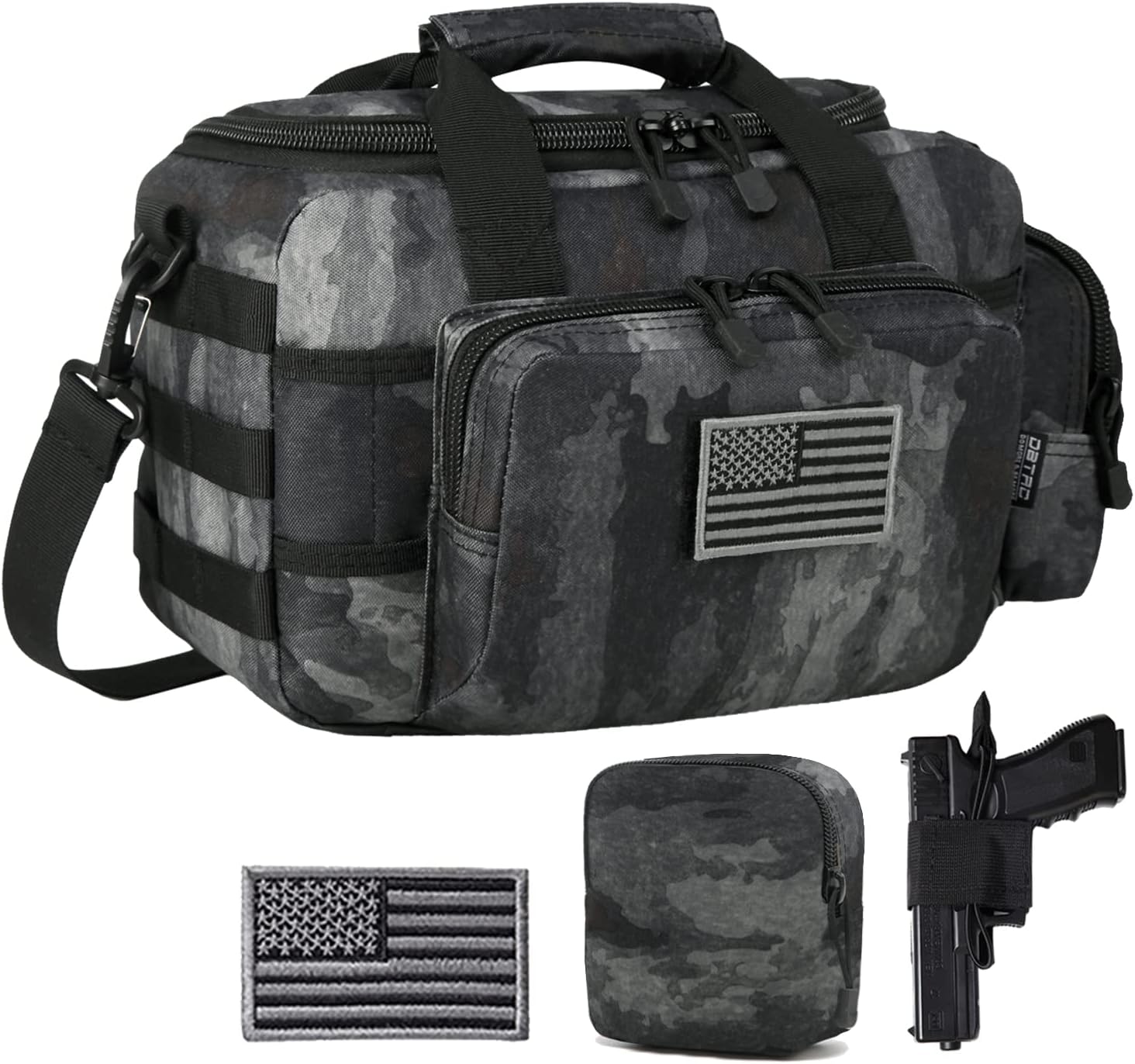 Tactical 2-Pistol Bag with Lockable Zipper for Shooting Range