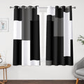 Black Grey 100% Blackout Curtains for Modern Home Decor