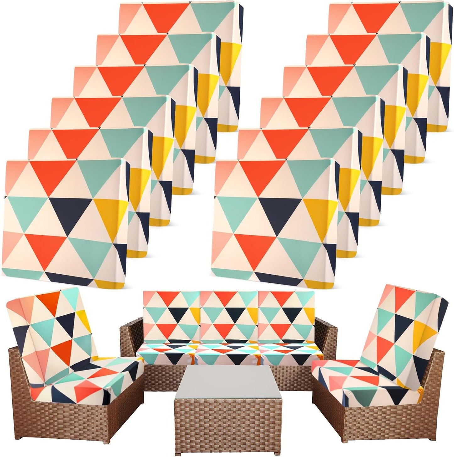 12 Pcs Patio Stretch Outdoor Cushion Covers for Sofa Protection