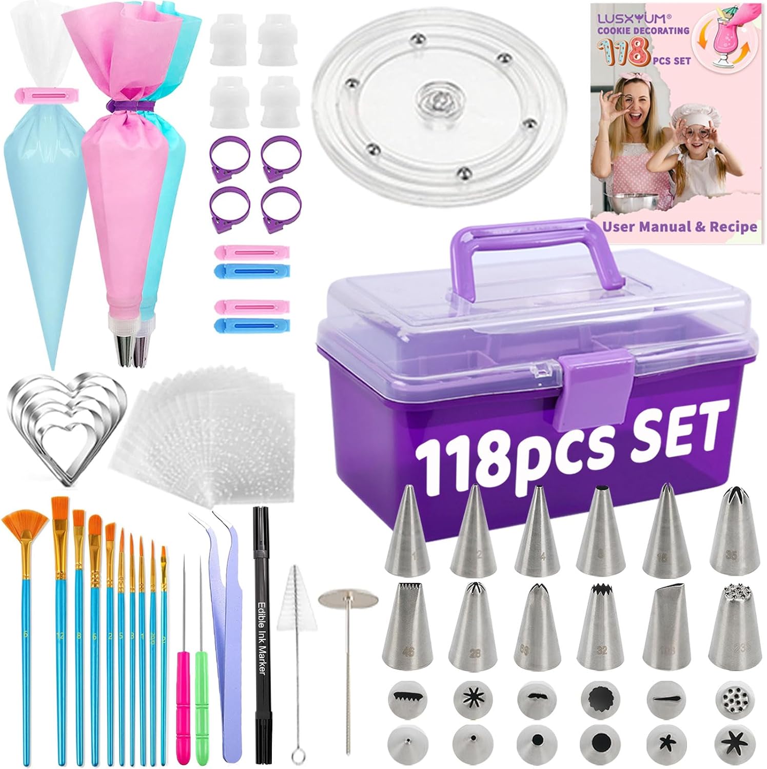 Cookie Decorating Kit 118pcs with Storage Case for All Occasions