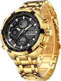 GOLDEN HOUR Stainless Steel Digital Watch - Waterproof & Stylish