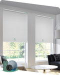 Blackout-Jacquard White Motorized Blinds 45in x 72in - Smart Zigbee