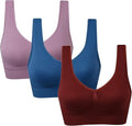 Seamless Women's 3 Pack Sports Bra with Removable Pads - Comfortable