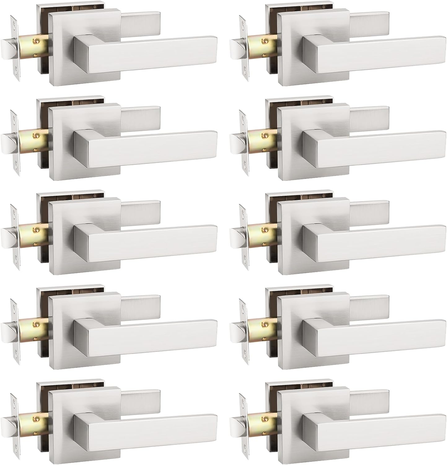 KNOBWELL 10 Pack Interior Door Knob Brushed Nickel for Home