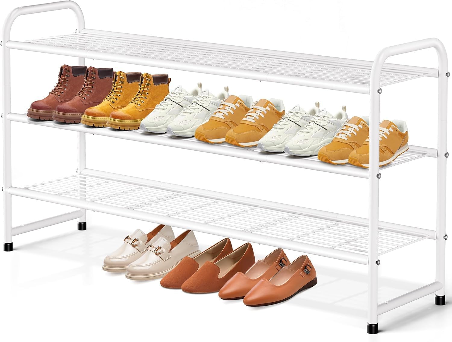 3-Tier Long Shoe Rack for Closet - Sturdy Metal Organizer