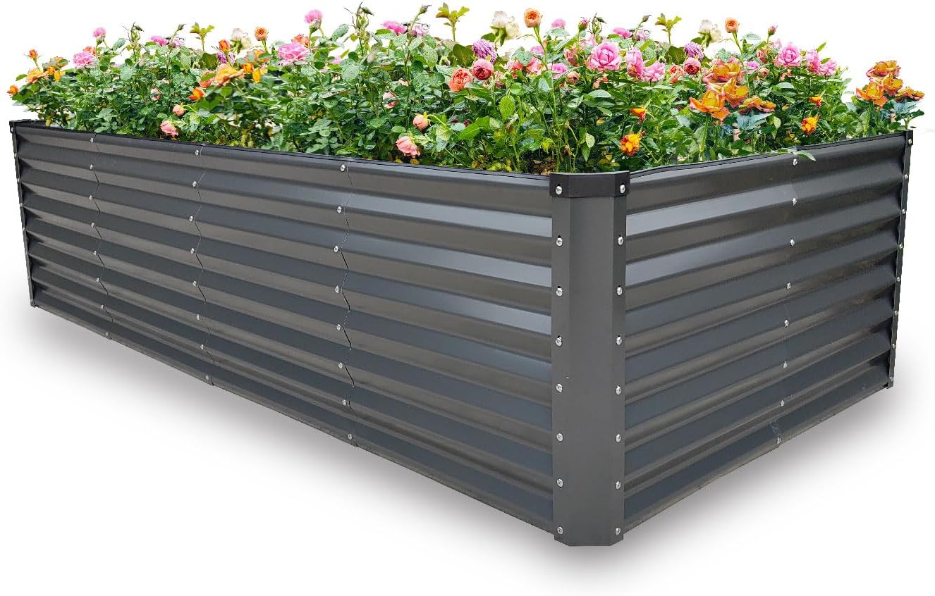 GARDMAX 8x4x2FT Galvanized Raised Garden Bed Kit for Plants